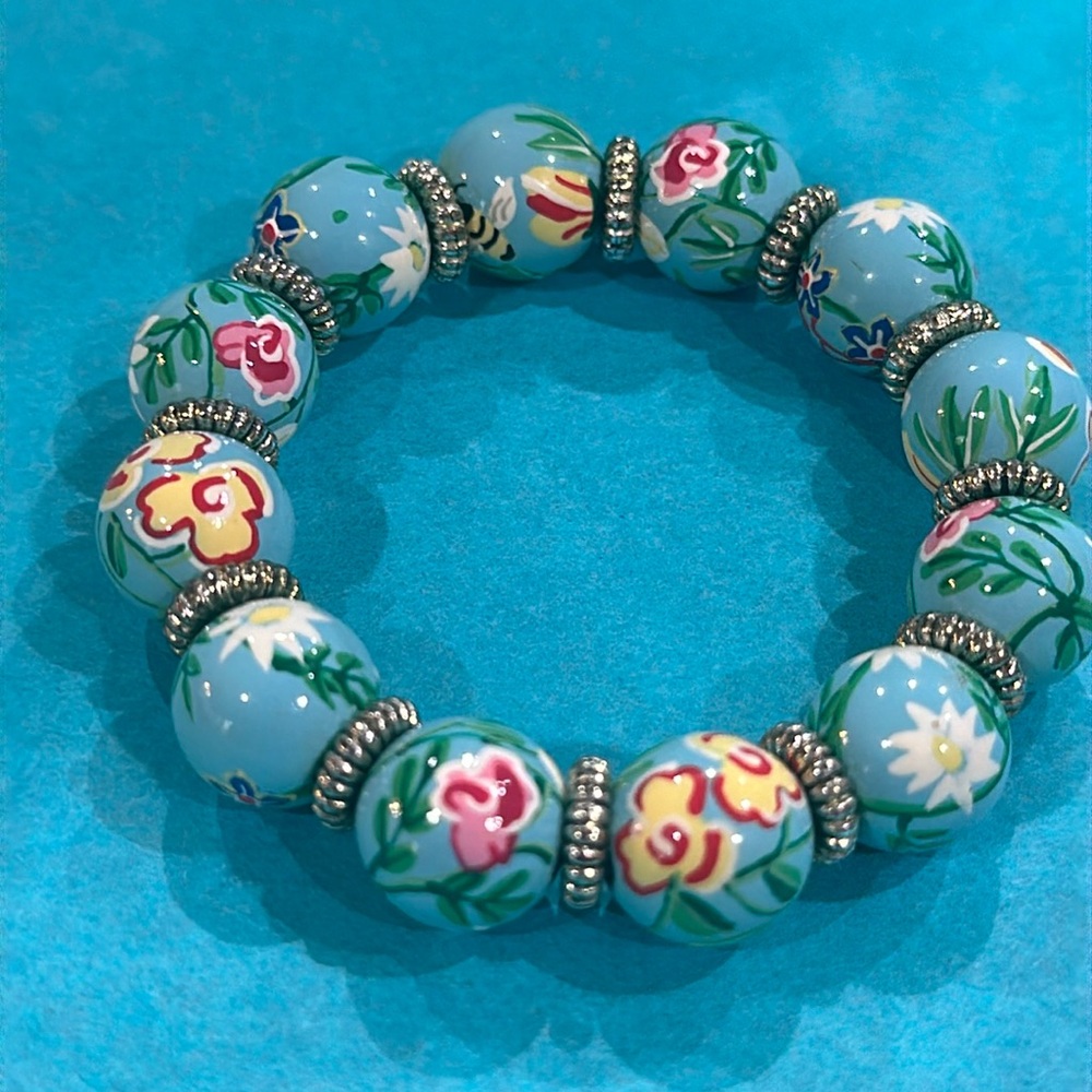 Angela Moore Beaded Hand painted bracelet